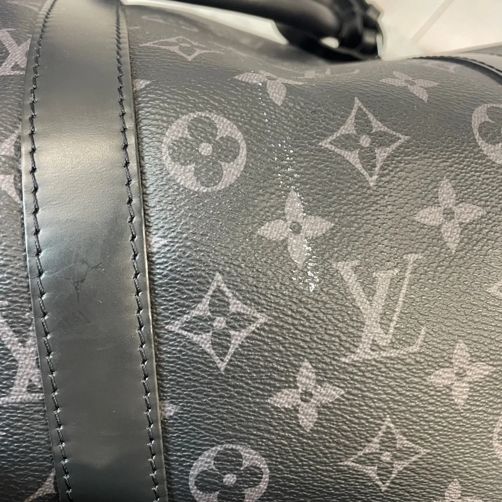 Louis Vuitton Monogram Eclipse Keepall Duffle Bag - Black & Gray